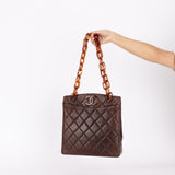 Chanel 1986 Lambskin Tortoiseshell Chain Tote