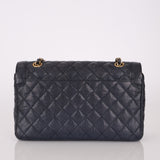 Rare Chanel 2015 Caviar Medium Navy Paris Flap Bag