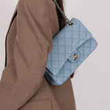 Chanel 2022 Quilted Trompe L'oeil Denim Small Classic Flap GHW