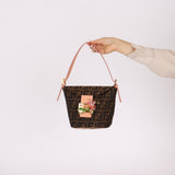 Rare Fendi Zucca Crystal Orchid Bucket Bag