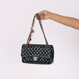 Chanel 2009 Patent Valentine's Charm Navy Flap Bag