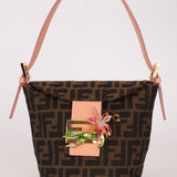Rare Fendi Zucca Crystal Orchid Bucket Bag