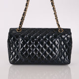 Chanel 2009 Patent Valentine's Charm Navy Flap Bag