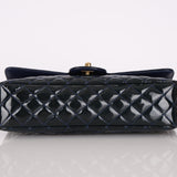 Chanel 2009 Patent Valentine's Charm Navy Flap Bag