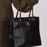Chanel 1997 Caviar Turnlock North South Tote Bag 24k GP