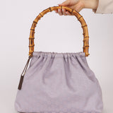 Gucci Lilac Monogram Bamboo Top Handle Tote