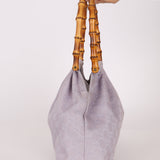 Gucci Lilac Monogram Bamboo Top Handle Tote