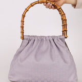 Gucci Lilac Monogram Bamboo Top Handle Tote