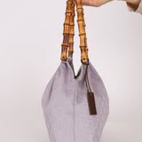 Gucci Lilac Monogram Bamboo Top Handle Tote