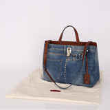 Rare Valentino Rockstud Joylock Denim Tote