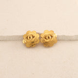 Chanel 1996 Spring Collection CC Logo Double Camellia Clip-On Earrings