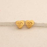 Chanel 1995 Spring Collection Mini Matte CC Logo Heart Clip-On Earrings