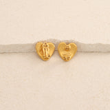 Chanel 1995 Spring Collection Mini Matte CC Logo Heart Clip-On Earrings