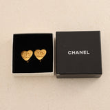 Chanel 1995 Spring Collection Mini Matte CC Logo Heart Clip-On Earrings