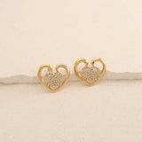 Chanel 23C Cruise Collection Crystal Embellished CC Logo Heart Earrings