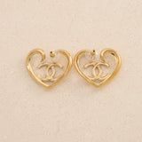 Chanel 23C Cruise Collection Crystal Embellished CC Logo Heart Earrings