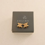 Celine Gold Triomphe Clip On Earrings