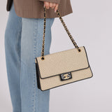 Chanel 2002 Jersey Micro Quilted Turnlock Single Classic Small Flap Bag