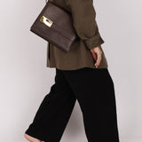 Gucci Box Calf Chocolate Square G Flap Bag