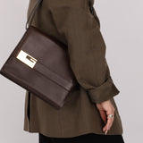 Gucci Box Calf Chocolate Square G Flap Bag