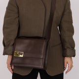 Gucci Box Calf Chocolate Square G Flap Bag