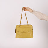 Rare Chanel 1997 Chartreuse Caviar Turnlock Zip Tote 24K GP
