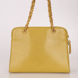 Rare Chanel 1997 Chartreuse Caviar Turnlock Zip Tote 24K GP