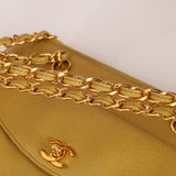 Rare Chanel 1997 Chartreuse Caviar Turnlock Zip Tote 24K GP