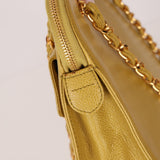 Rare Chanel 1997 Chartreuse Caviar Turnlock Zip Tote 24K GP