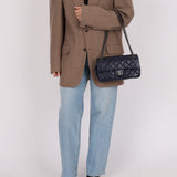 Chanel 2015 Navy Crinkled Calfskin Classic Medium Easy Flap Bag