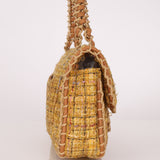 Chanel 2011 Raffia Tweed Single Flap Bag