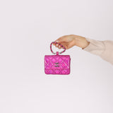 Chanel 24C Iridescent Patent Quilted Carabiner Card Holder