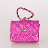 Chanel 24C Iridescent Patent Quilted Carabiner Card Holder