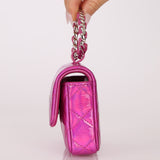 Chanel 24C Iridescent Patent Quilted Carabiner Card Holder