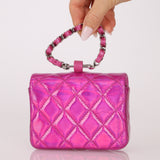 Chanel 24C Iridescent Patent Quilted Carabiner Card Holder