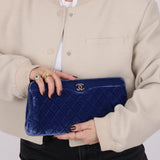 Chanel 2015 Velvet Royal Blue Clutch