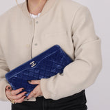 Chanel 2015 Velvet Royal Blue Clutch