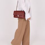 Chanel 2011 Burgundy Patent Medium Classic Double Flap