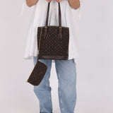 Louis Vuitton Monogram Mini Lin Bucket Bag with Pochette