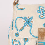 Ultra-Rare Fendi Linen Floral & Lizard Beaded Mamma Baguette