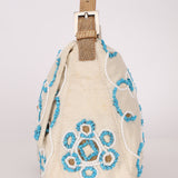 Ultra-Rare Fendi Linen Floral & Lizard Beaded Mamma Baguette