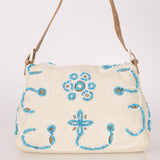 Ultra-Rare Fendi Linen Floral & Lizard Beaded Mamma Baguette