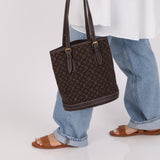 Louis Vuitton Monogram Mini Lin Bucket Bag with Pochette