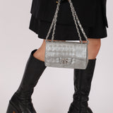 Rare Chanel 2016 Glazed Calfskin Grommet Airline Rectangular Mini Flap Bag