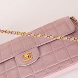 Chanel 2001 Lambskin Chocolate Bar East West Flap Bag 24k GP