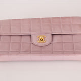 Chanel 2001 Lambskin Chocolate Bar East West Flap Bag 24k GP