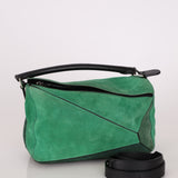 Loewe Emerald Suede Medium Puzzle Bag