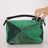 Loewe Emerald Suede Medium Puzzle Bag