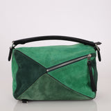 Loewe Emerald Suede Medium Puzzle Bag