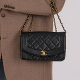 Chanel 1990s Lambskin Small Diana Bag Flap 24K GP